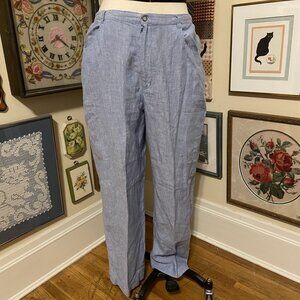 Chicos Design Womens Light Blue Soft and Comfy Linen Pants with Pockets Size 3